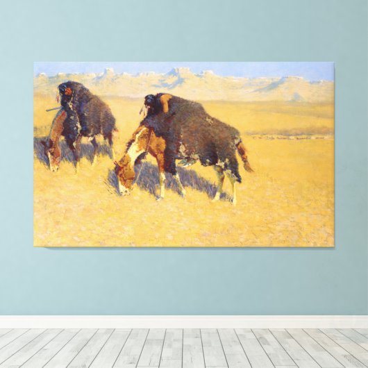 Indiërs Simuleren Buffalo Canvas Afdruk (Insitu (Houten vloer))