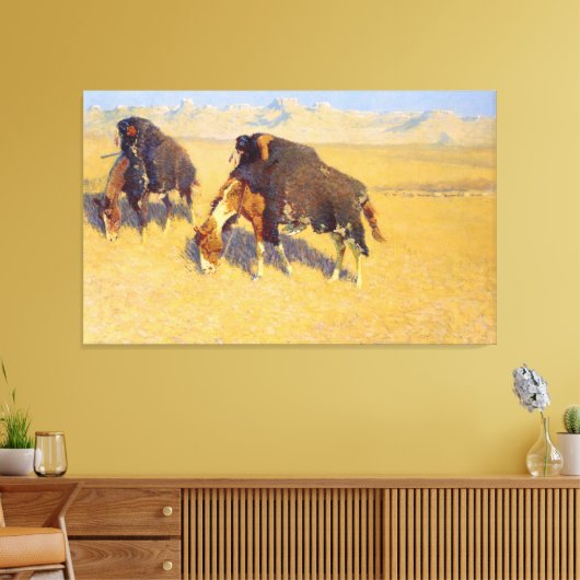 Indiërs Simuleren Buffalo Canvas Afdruk (Insitu (Woonkamer))
