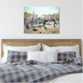 Indiërs vallen een Amerikaanse Cavalerie aan Canvas Afdruk (Insitu (Slaapkamer))