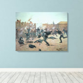 Indiërs vallen een Amerikaanse Cavalerie aan Canvas Afdruk (Insitu (Houten vloer))