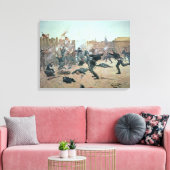 Indiërs vallen een Amerikaanse Cavalerie aan Canvas Afdruk (Insitu (Woonkamer))