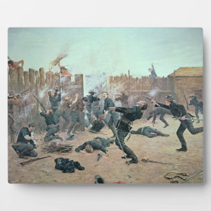 Indiërs vallen een Amerikaanse Cavalerie aan Fotoplaat