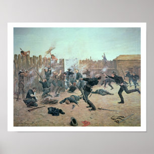 Indiërs vallen een Amerikaanse Cavalerie aan Poster