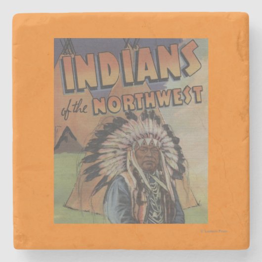 Indiërs van het noordwesten - Indische chef & thee Stenen Onderzetter (Voorkant)