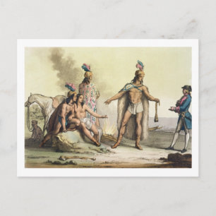 Indiërs van Patagonië, Chili, die een Europese taa Briefkaart