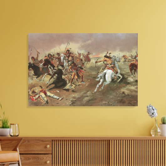  Indiërs, voor overheersing door CM Russell Canvas Afdruk (Insitu (Woonkamer))