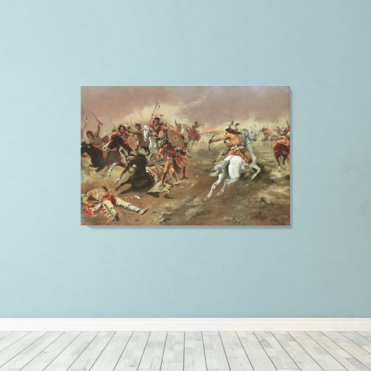  Indiërs, voor overheersing door CM Russell Canvas Afdruk (Insitu (Houten vloer))