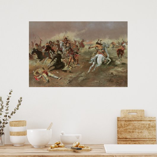  Indiërs, voor overheersing door CM Russell Poster (Keuken)