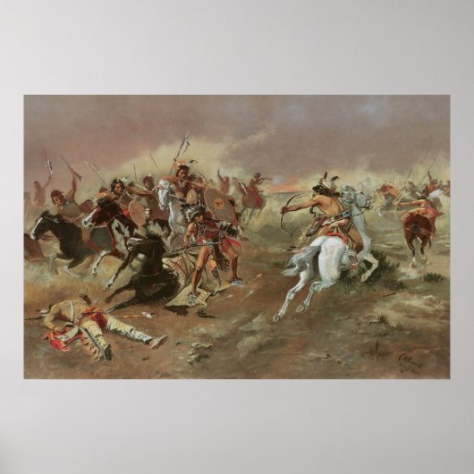  Indiërs, voor overheersing door CM Russell Poster (Voorkant)