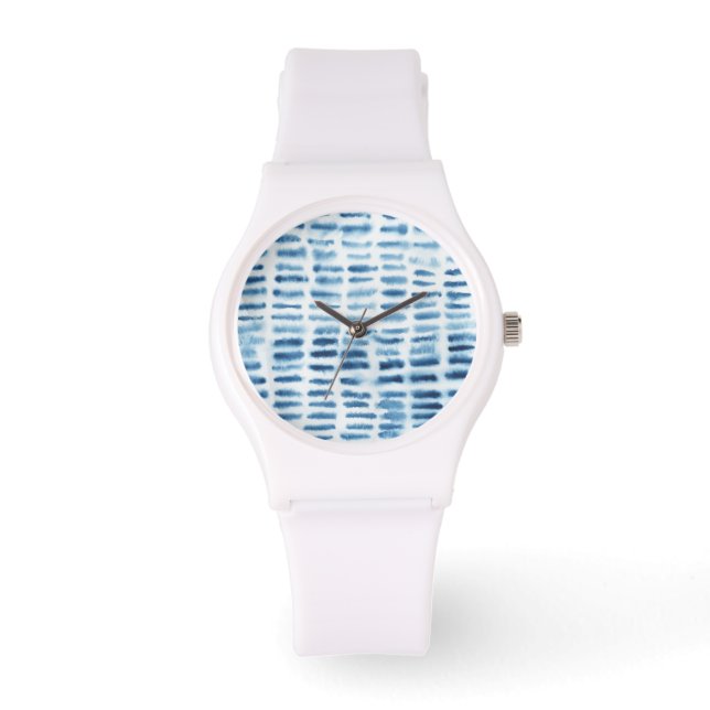 Indigio Waterverf Print Horloge (Voorkant)