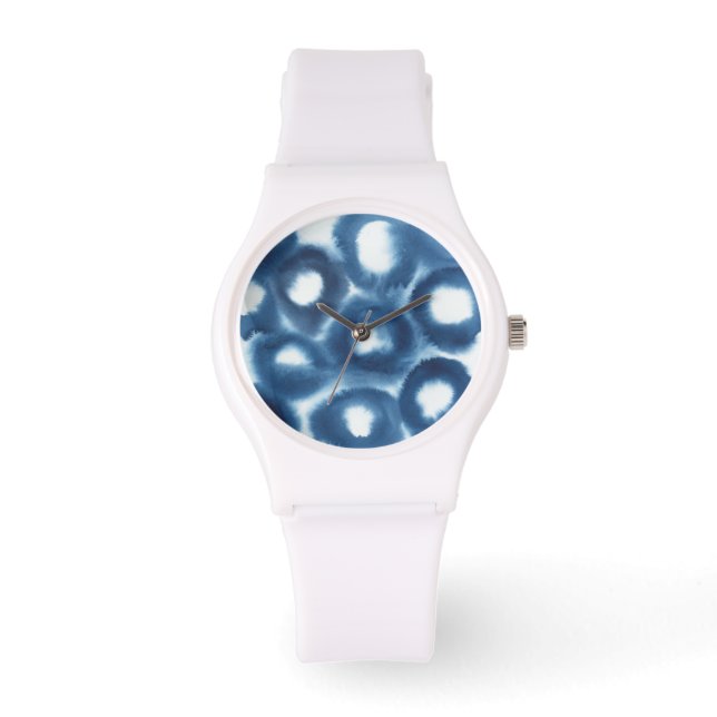 Indigio Waterverf printcirkels Horloge (Voorkant)