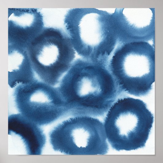 Indigio Waterverf printcirkels Poster (Voorkant)
