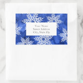 Indigo Abstracte Waterverf Snowflakes Label (Tas)