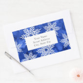 Indigo Abstracte Waterverf Snowflakes Label (Envelop)