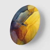 Indigo Amber Alcohol Ink Abstracte Ronde Klok (Hoek)