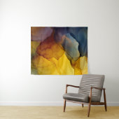 Indigo Amber Alcohol Ink Abstracte Wandkleed (In Situ (horizontaal))