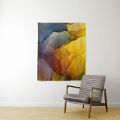 Indigo Amber Alcohol Ink Flow Abstract Wandkleed (In situ)