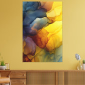 Indigo Amber Alcohol Inkt Abstracte Kunst Canvas Afdruk (Insitu (Woonkamer))