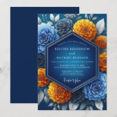 Indigo Amber Bruiloft met levendige tinten Kaart (Voorkant / Achterkant)