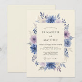 Indigo Amethyst Pioen Huwelijk Kaart (Voorkant / Achterkant)