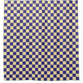 Indigo and butter checkerboard pattern douchegordijn (Voorkant)