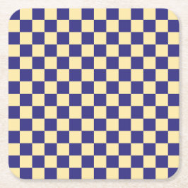 Indigo and butter checkerboard pattern kartonnen onderzetters