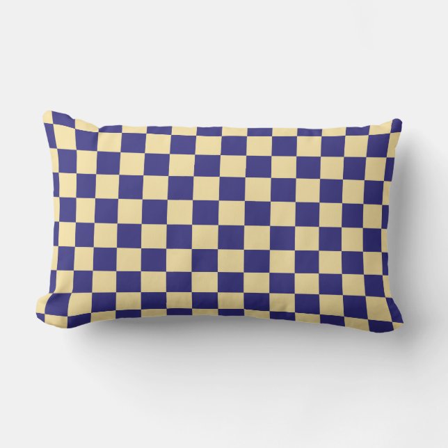 Indigo and butter checkerboard pattern kussen (Voorkant)