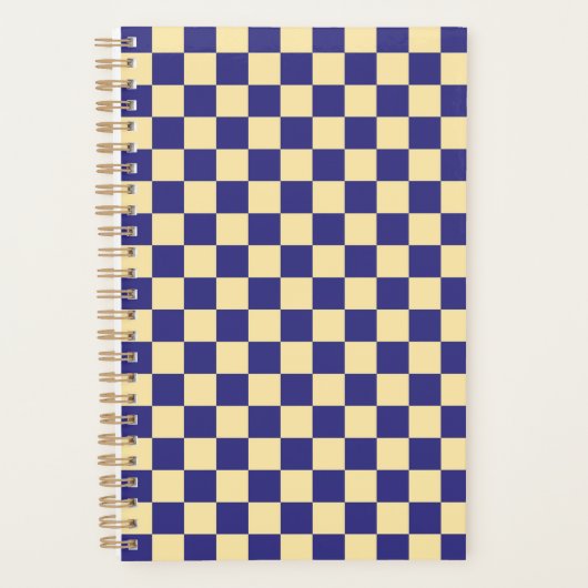 Indigo and butter checkerboard pattern planner (Voorkant)