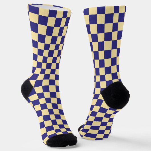 Indigo and butter checkerboard pattern sokken (Gebogen)
