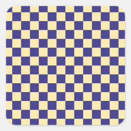Indigo and butter checkerboard pattern vierkante sticker