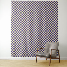 Indigo and butter checkerboard pattern wandkleed