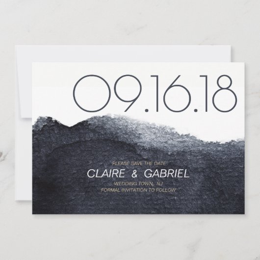 Indigo aquarel modern eenvoudig save the date (Voorkant)
