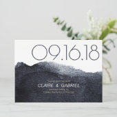 Indigo aquarel modern eenvoudig save the date (Staand voorkant)