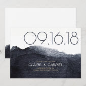 Indigo aquarel modern eenvoudig save the date (Voorkant / Achterkant)
