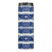 Indigo Art: Abstracte Waterverf Chaos. Thermosbeker (Achterkant)