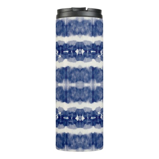 Indigo Art: Abstracte Waterverf Chaos. Thermosbeker (Achterkant)