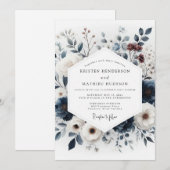 Indigo Artful Bouquet Wedding Kaart (Voorkant / Achterkant)