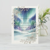 Indigo Aurora Winter Eucalyptus Bruiloft Kaart (Staand voorkant)