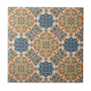 Indigo Azulejo Blauw en geel Portugees  Tegeltje