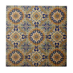 Indigo Azulejo Blauw en geel Portugees Tegeltje