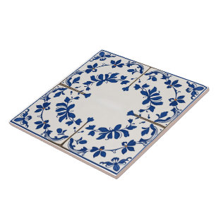 Indigo Azulejo Blauw Portugees Lissabon Botanische Tegeltje