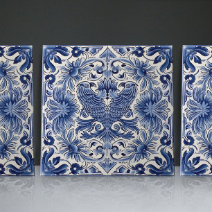 Indigo Azulejo Blauw Portugees Lissabon Vogels Tegeltje