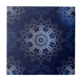 Indigo Azulejo Blauw Portugees Mandala Decoratief Tegeltje (Voorkant)