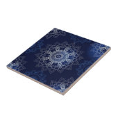 Indigo Azulejo Blauw Portugees Mandala Decoratief Tegeltje (Zijkant)