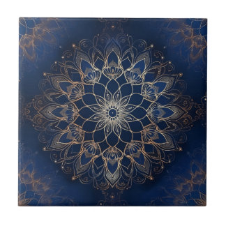 Indigo Azulejo Blauw Portugees Mandala Decoratief Tegeltje