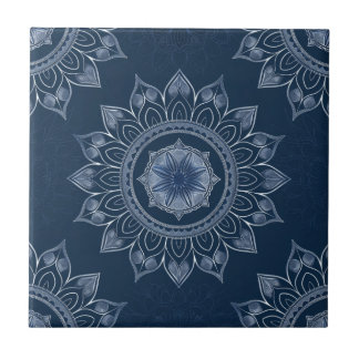 Indigo Azulejo Blauw  Portugese Mandala Sierdecora Tegeltje