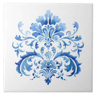 Indigo Azulejo Blauwe Portugese Lissabon Botanisch Tegeltje