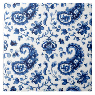 Indigo Azulejo Blauwe Portugese Lissabon Botanisch Tegeltje