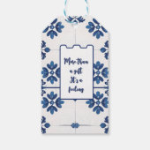 Indigo Azulejo Blauwe Portugese Lissabon Decoratie Cadeaulabel (Achterkant)
