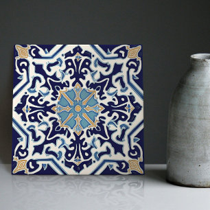 Indigo Azulejo Blauwe Portugese Lissabon Decoratie Tegeltje